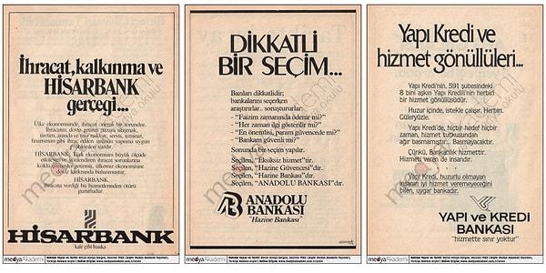 5. Yaklaşık 50 yıl öncesinin bazı banka reklamları: