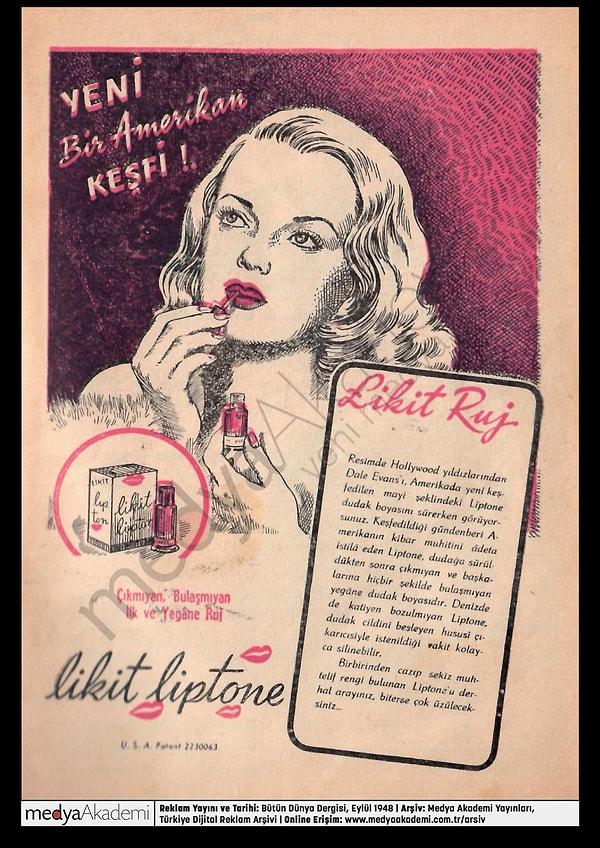 15. Likit Lipton Dudak Boyası, Bütün Dünya Dergisi, Eylül 1948