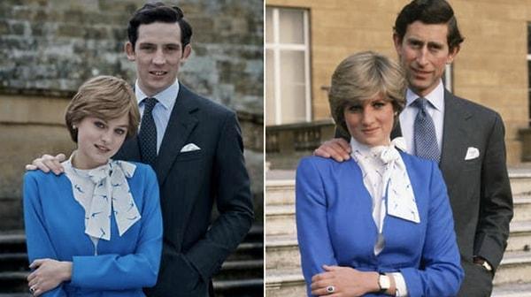 6. Nişanlarını açıkladıktan sonra Buckingham Sarayı'nın önünde Prens Charles ve Prenses Diana.