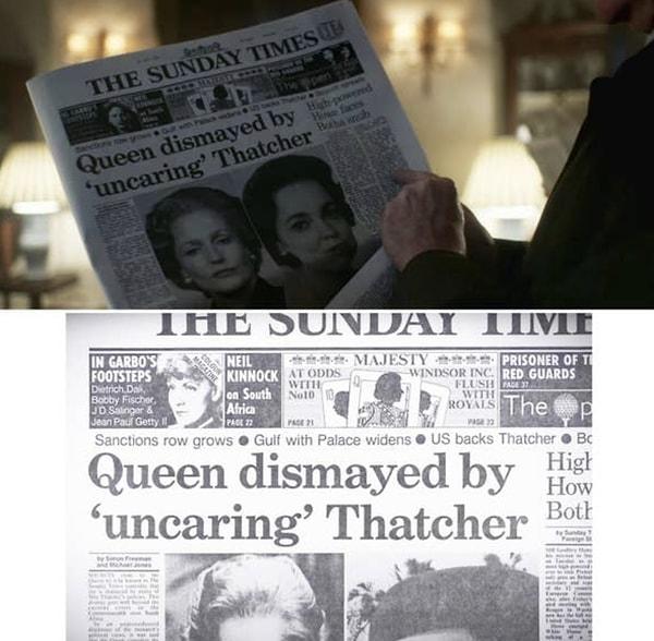 24. Kraliçe II. Elizabeth ve Başbakan Margaret Thatcher'in ünlü 'Sunday Times' gazetesindeki manşeti.
