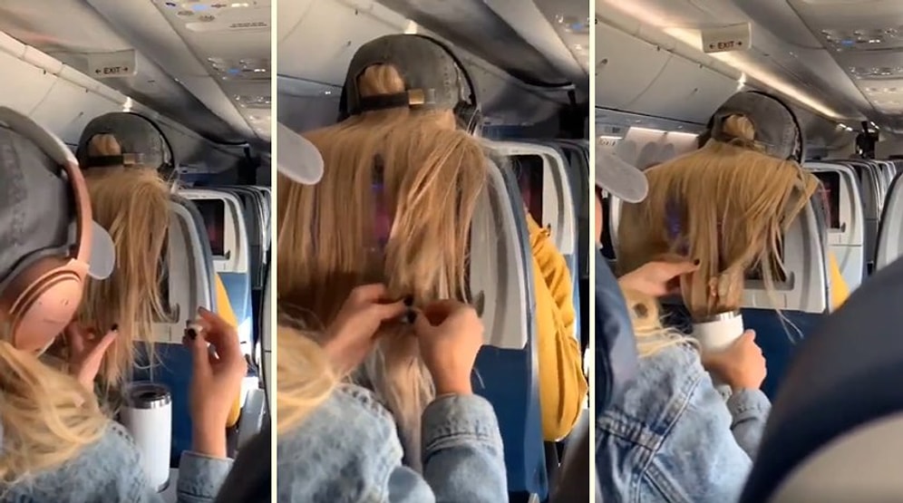 Ön Koltuğunda Oturan Kişinin Saçını Sakıza, Şekere ve Kahveye Bulayan Kadının Parodi Videosu