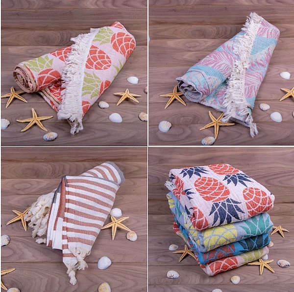 Турецкие полотенца, которые сделаны из 100% хлопка, намного легче и лучше впитывают влагу по сравнению с другими полотенцами. Полотенца, также известные как "пештемаль", переосмыслены и разработаны в современном стиле.