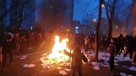 Paris'te Bir Bankaya Giren Eylemciler Bankada Bulunan Tüm Evrakları Ateşe Verdi