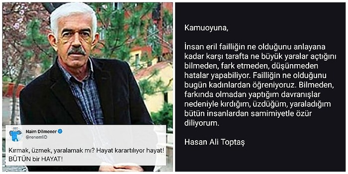 Hasan Ali Toptaş'ın Kadınları Taciz Ettiğini İtiraf Etmesi ve "Eril Faillik" Kavramıyla Özür Dilemesi Sosyal Medyanın Gündeminde