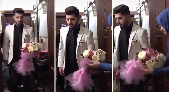 Müstakbel Eşini İstemeye Gittiğinde Eve Girerken, Çiçeği Gelinin Eline Öylece Bırakan Damat