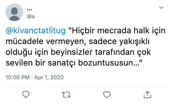 Ancak Sabah'ın haberine göre tweetine gelen bir yanıt rahatsız etmiş olacak ki; ünlü oyuncunun Seyit Ş isimli bir Twitter kullanıcısını şikayet ettiği öğrenildi.