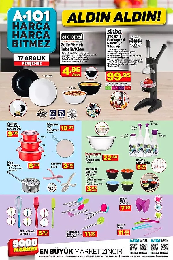 Mutfak araç ve gereçlerinin olduğu katalog;