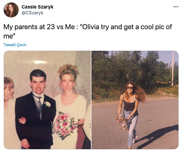 18. "23 yaşında ebeveynlerim vs ben: 'Olivia cool bir fotoğrafımı çek.'"