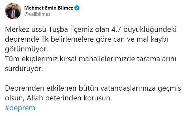 Van Valisi Mehmet Emin Bilmez'den İlk Açıklama;