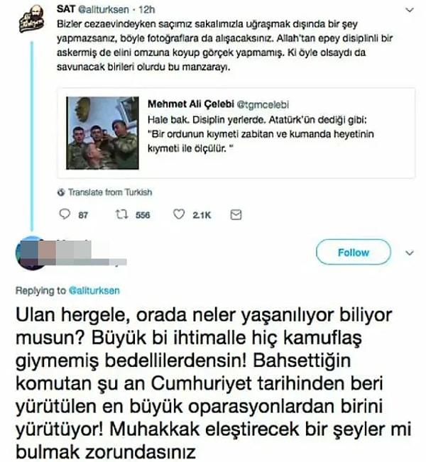 2. 1996 yılında Türkiye ile Yunanistan'ı savaşın eşiğine getiren Kardak krizi sırasında kayalıklara Türk bayrağını diken SAT komutanı Ali Türkşen'e 'kamuflaj giymemiş bedelli' diyen bir Twitter kullanıcısı...