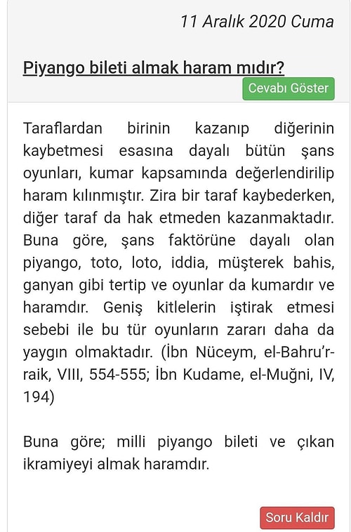 Diyanet'ten 'Milli Piyango Haram mı?' Sorusuna Yanıt: ''Kumar Sayılır ve Çıkan İkramiyeyi Almak Haramdır'