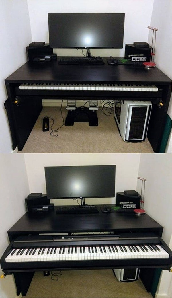 5. "Нет места для фортепиано и рабочего стола? Нет проблем!"