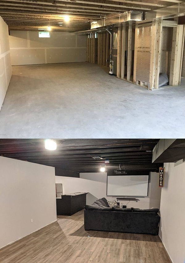 13. "Превращение подвала дома в великолепный и уютный домашний кинотеатр".