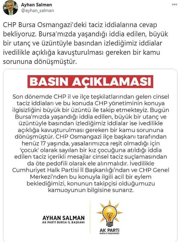 AKP İl Başkanı'ndan açıklama