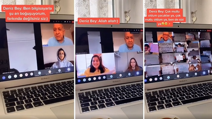 Zoom Üzerinden Ders Yapan Öğretmenlerine 'Sizi Çok Seviyoruz' Yazılı Dövizlerle Sürpriz Yapan Öğrenciler