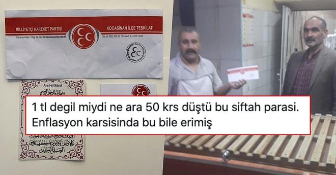 Kayseri MHP Kocasinan İlçe Teşkilatı'nın Esnafa 50 Kuruş Siftah Parası Dağıtması Tepkilerin Odağında