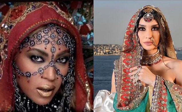12. Burcu Kıratlı'nın bir çekim için tercih ettiği Hint konseptinin daha çok Beyoncé esintili olduğu konuşuldu.
