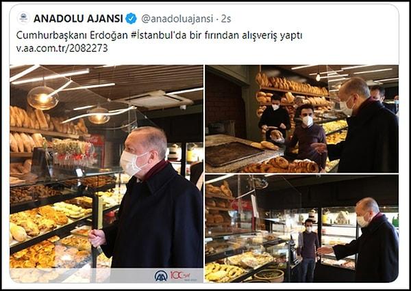Haber Anadolu Ajansı'nda da "Cumhurbaşkanı Erdoğan İstanbul'da bir fırından alışveriş yaptı" başlığıyla yer aldı.