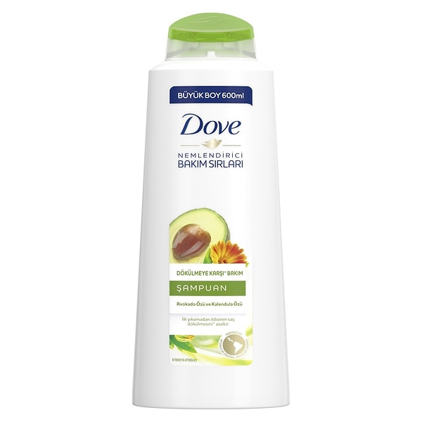1. Dove'un avokado yağı ve kalendula özlü şampuanı saç dökülmelerine karşı etkili. Amazon'da en çok satılan şampuan oluyor kendisi. Görseli