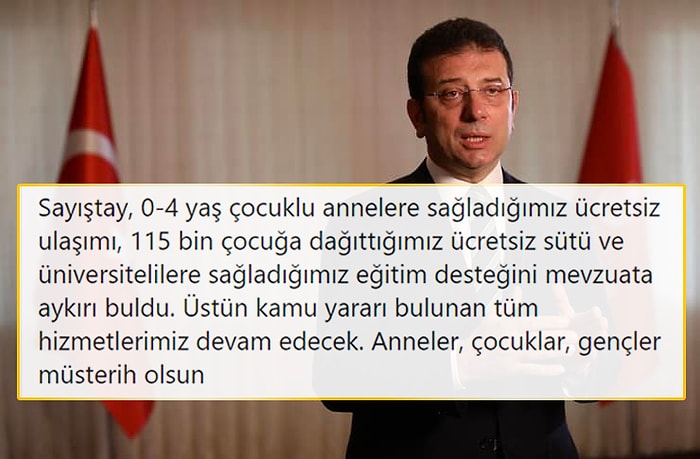 İmamoğlu: 'Ücretsiz Ulaşım, Ücretsiz Süt ve Eğitim Desteğimiz Mevzuata Aykırı Bulundu'