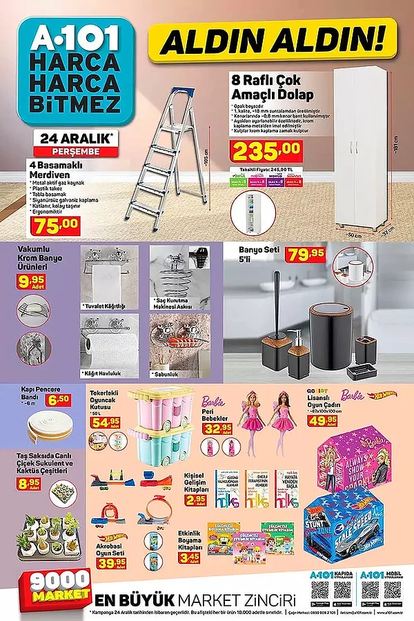 5'li Banyo Seti 79,95, 4 Basamaklı Merdiven 75 TL.🙌