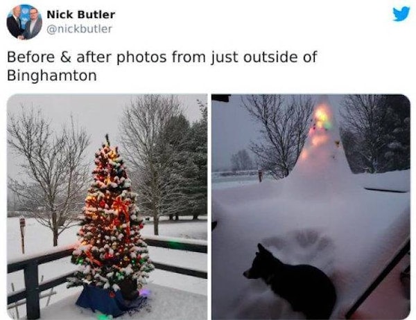 4. "До и После" снегопада в Бингемтоне".