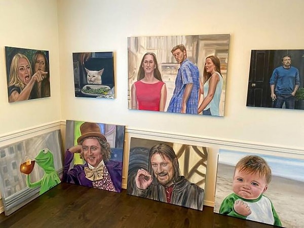 1. "Я пишу маслом известные мемы".