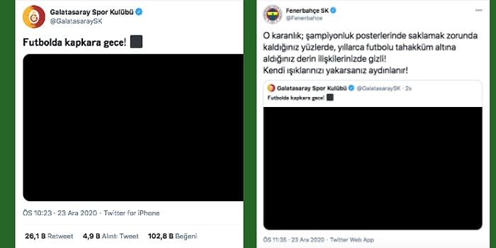 Ortalık Karıştı! Galatasaray'ın 'Futbolda Kapkara Gece' Paylaşımına Fenerbahçe FETÖ İmasıyla Cevap Verdi