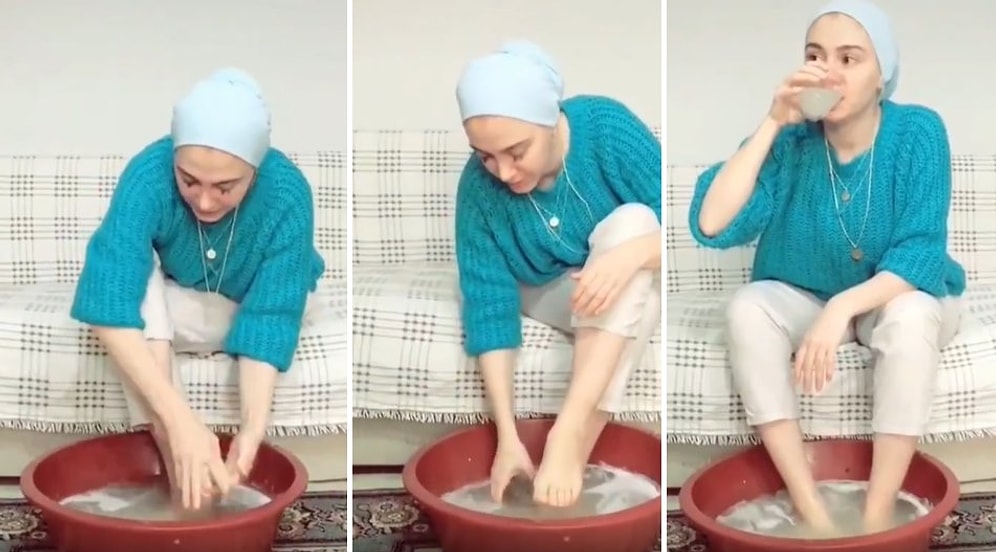 Ne Tarafa Kusuyoruz? Ayaklarını Yıkadığı Suyu İçen Kadından Kusturan TikTok Videosu