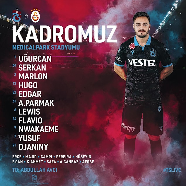 İki takım sahaya bu 11'lerle çıktıla: