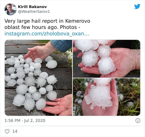 20. Гигантский град. Кемерово, июль 2020 г.