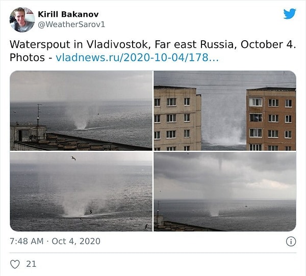 21. Водяной смерч во Владивостоке, 4 октября