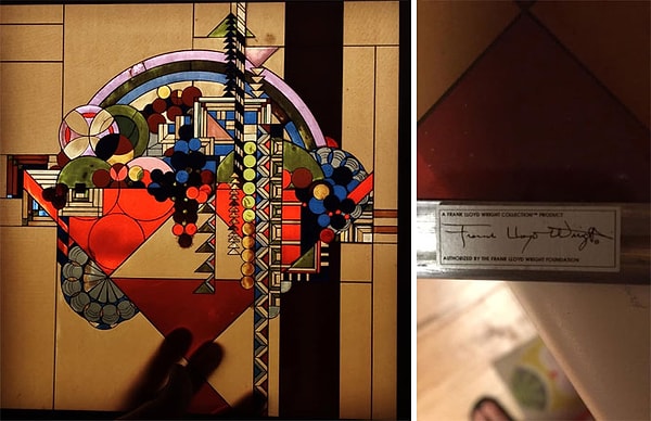 18. Я почти вскрикнул от радости, когда нашел эту стеклянную панель Фрэнка Ллойда Райта в Армии спасения в Элк-Ривер, Миннесота, всего за $ 4,99! Я с гордостью выставил это на моем кухонном окне.
