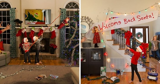 7 лет назад эта семья начала делать "жизненные" новогодние открытки, и они становятся все безумнее по мере взросления детей