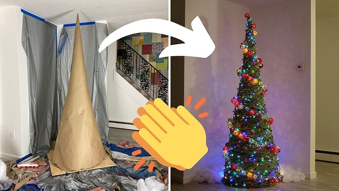 Как сделать нетрадиционную рождественскую елку из клея, кукурузного крахмала и пряжи