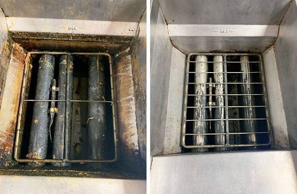 17. "Наша фритюрница до и после глубокой чистки".