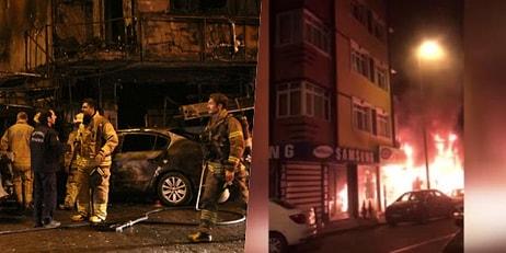 Bahçelievler'de Otomobil Markete Çarptı: Kaza Sonucu Market ve Otomobil Alev Alev Yandı