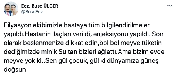 Sosyal Medya hesabı üzerinden olayla ilgili olarak paylaşım yapan Uzman Eczacı Buse Ülger, yaşadıkları durumu anlattı.