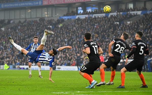 21. Brighton'dan Alireza Jahanbakhsh Premier Lig'de Chelsea' ye ilk golünü attı.