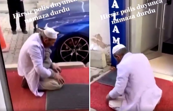 Polisi Duyunca Kaldırımda Namaz Kılmaya Başlayan Hırsız