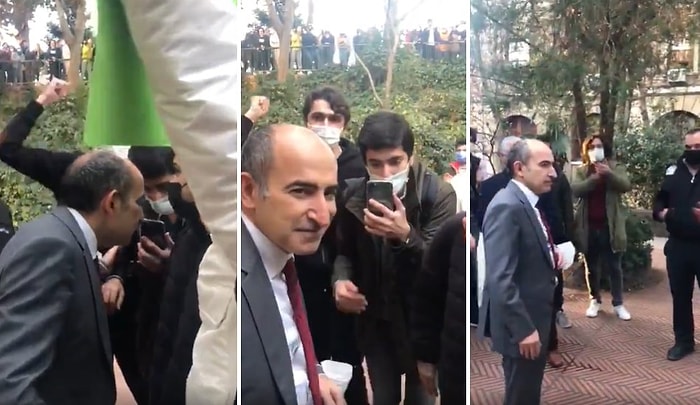 Protesto Gösterisi Yapan Öğrencilerin Yanına İnen Rektör Melih Bulu'ya Soru: 'Hocam Hiç Utanmanız Yok mu?'