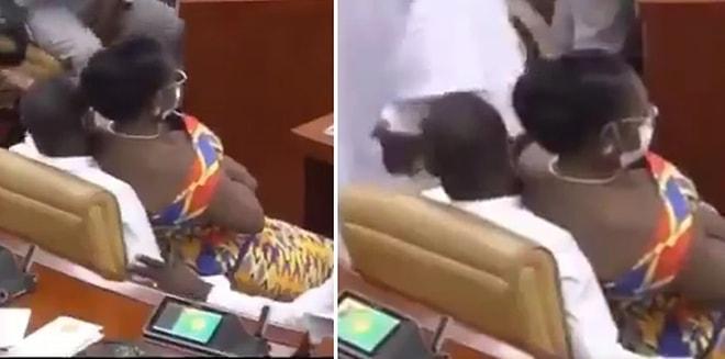 Gana Parlamentosu'nda Erkek Vekilin Kucağına Oturan Kadın Vekilin Görüntüleri Olay Yarattı