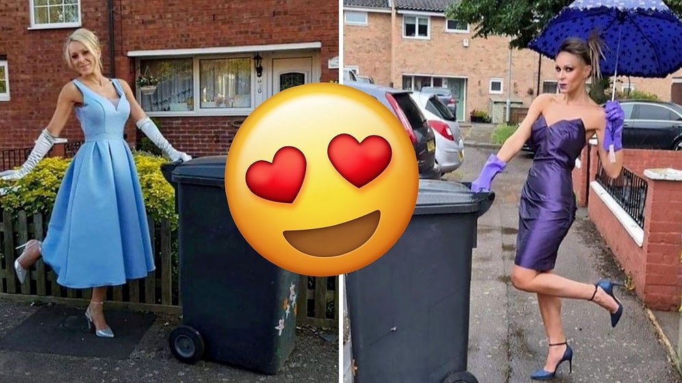 В течение 20 недель в Англии женщина выходила выносить мусор в шикарных платьях, чтобы подбодрить соседей (и даже собрала немного денег)