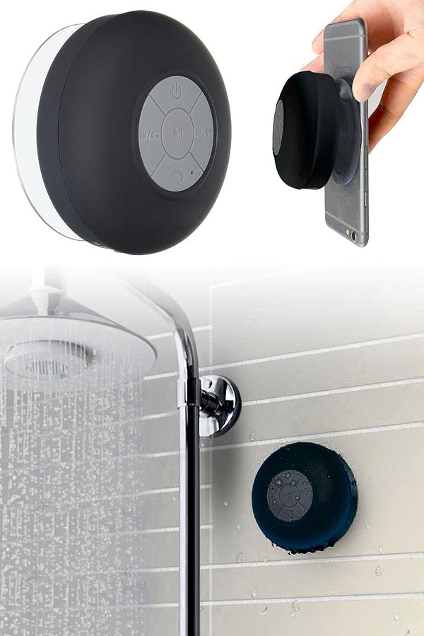 9. Bu bluetooth hoparlör de duşta bile müziksiz yapamayanlar için...