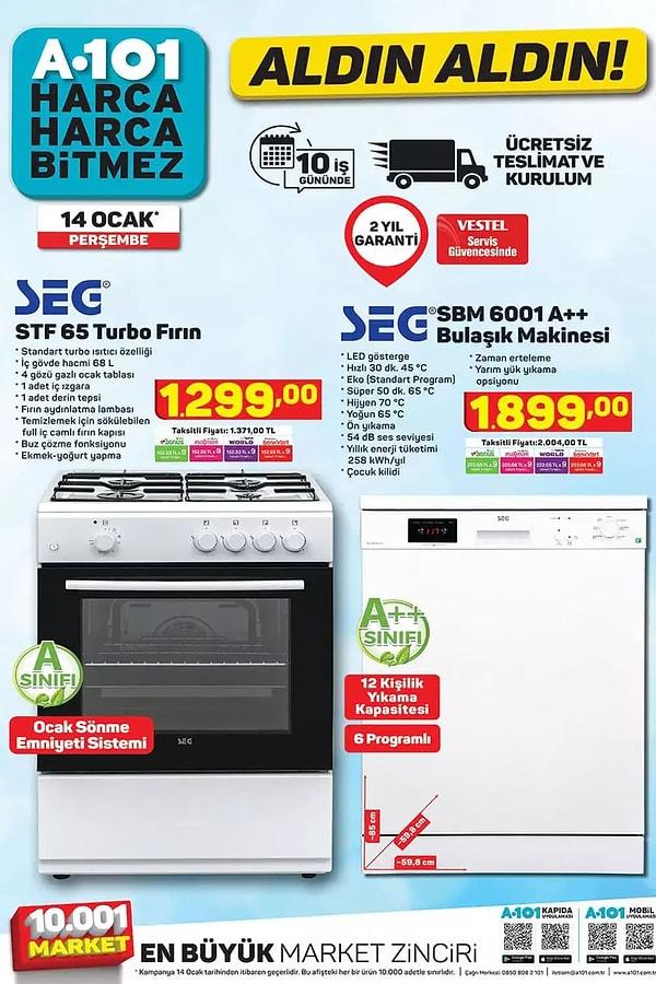 Ayrıca SEG marka turbo fırın ve bulaşık makinesi de satışta olacak.