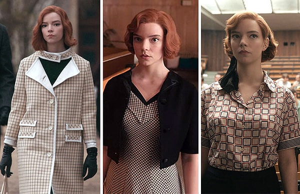 12. На протяжении всего шоу пледы и накидки использовались в нарядах Бет, «напоминающих шахматные доски».