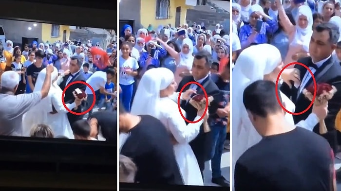Düğünde Havaya Saçılan Para, Çiçeğinin Üstüne Gelince Parayı Yavaşça Damadın İç Cebine Koyan Gelin