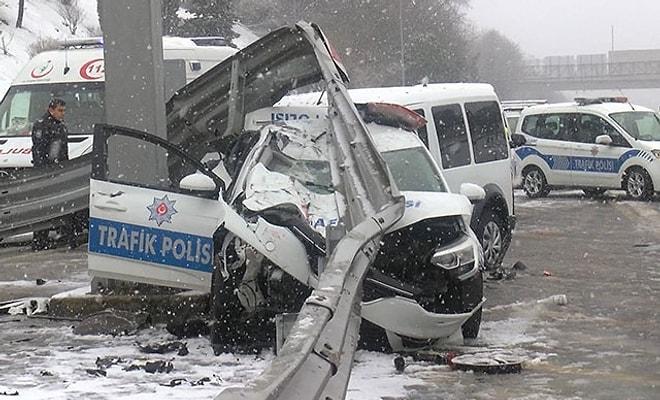 Beşiktaş'ta Sivil Polis Aracı, Trafik Polisi Aracına Arkadan Çarptı: 3 Polis Yaralandı
