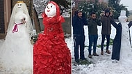 Hayal Gücünün Sınırlarını Zorlayarak Yaptıkları Kardan Adamlarla Farkını Ortaya Koymuş Yurdum İnsanları