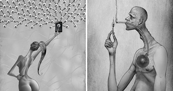 Мрачное искусство: Художник изобразил печальную правду о современном обществе в своих иллюстрациях (Новые фото)